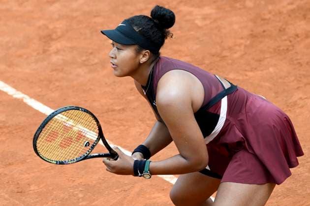 Naomi Osaka of United States of America during the match against Clara Burel of France at the Internazionali BNL d Italia 2024 tennis tournament at Foro Italico in Rome, Italy on May 8, 2024. Naomi Osaka defeated Clara Burel 7-6, 6-1. antoniettaxbaldassarre