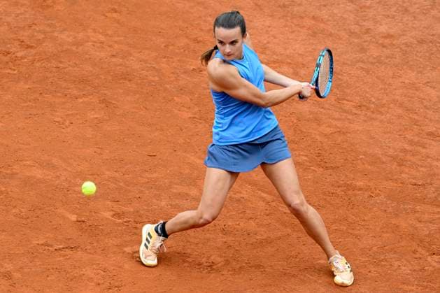 Clara Burel of France in action during the match against Naomi Osaka of United States of America at the Internazionali BNL d Italia 2024 tennis tournament at Foro Italico in Rome, Italy on May 8, 2024. Naomi Osaka defeated Clara Burel 7-6, 6-1. antoniettaxbaldassarre