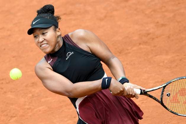 Naomi Osaka of United States of America in action during the match against Clara Burel of France at the Internazionali BNL d Italia 2024 tennis tournament at Foro Italico in Rome, Italy on May 8, 2024. Naomi Osaka defeated Clara Burel 7-6, 6-1. antoniettaxbaldassarre