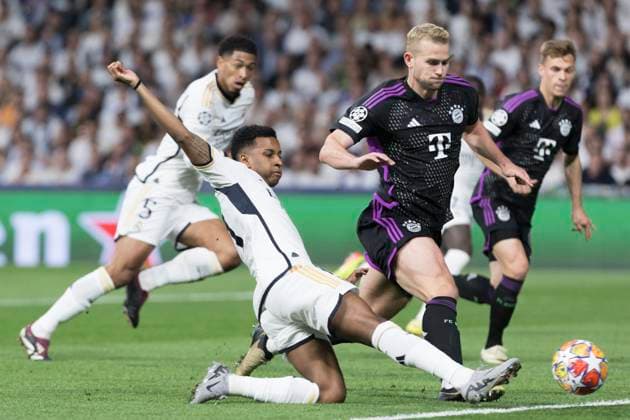 UEFA CHAMPIONS LEAGUE - Real Madrid vs FC Bayern München MADRID, SPAIN - MAY 8: Rodrygo Goes of Real Madrid in action during the UEFA CHAMPIONS LEAGUE 2023 24 semi-finals second leg match between Real Madrid and FC Bayern München at Santiago Bernabeu Stadium. (Photo by Guillermo Martinez) Madrid Santiago BernabÃ u Stadium Spain Copyright: xGuillermoxMartinezx