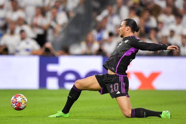2024-05-08 Real Madrid v FC Bayern Munchen - Semi-final Second Leg - UEFA Champions League 2023 24 MADRID, SPAIN - MAY 8: Leroy Sane of FC Bayern Munchen in action during the Semi-final Second Leg - UEFA Champions League 2023 24 match between Real Madrid and FC Bayern Munchen at Estadio Santiago Bernabeu on May 8, 2024 in Madrid, Spain. (Photo by Pablo Morano BSR Agency) Madrid Spain Content not available for redistribution in The Netherlands directly or indirectly through any third parties. Copyright: xBSRxAgencyx