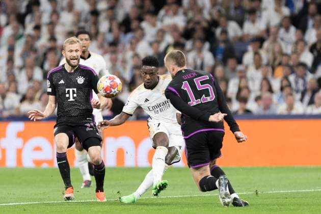 UEFA CHAMPIONS LEAGUE - Real Madrid vs FC Bayern München MADRID, SPAIN - MAY 8: Vinicius jr of Real Madrid in action during the UEFA CHAMPIONS LEAGUE 2023 24 semi-finals second leg match between Real Madrid and FC Bayern München at Santiago Bernabeu Stadium. (Photo by Guillermo Martinez) Madrid Santiago BernabÃ u Stadium Spain Copyright: xGuillermoxMartinezx
