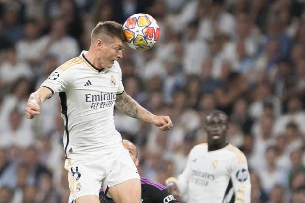 UEFA CHAMPIONS LEAGUE - Real Madrid vs FC Bayern München MADRID, SPAIN - MAY 8: Toni Kroos of Real Madrid in action during the UEFA CHAMPIONS LEAGUE 2023 24 semi-finals second leg match between Real Madrid and FC Bayern München at Santiago Bernabeu Stadium. (Photo by Guillermo Martinez) Madrid Santiago BernabÃ u Stadium Spain Copyright: xGuillermoxMartinezx