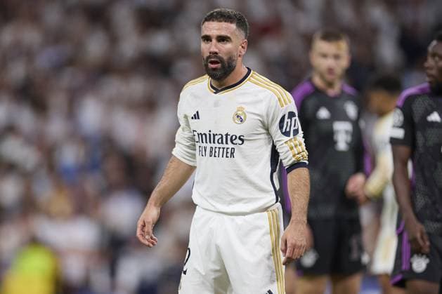 Daniel Carvajal of Real Madrid CF looks on during the UEFA Champions League match between Real Madrid and Bayern Munich at Santiago Bernabeu Stadium on May 8, 2024 in Madrid, Spain. (Photo by: LGM) FOOTBALL : Real Madrid vs Bayern Munich- UEFA Champions League - 08 05 2024 LGM Panoramic 