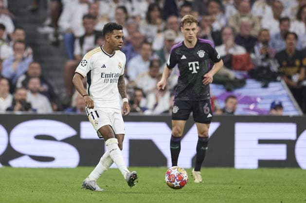 Rodrygo Goes of Real Madrid CF with the ball during the UEFA Champions League match between Real Madrid and Bayern Munich at Santiago Bernabeu Stadium on May 8, 2024 in Madrid, Spain. (Photo by: LGM) FOOTBALL : Real Madrid vs Bayern Munich- UEFA Champions League - 08 05 2024 LGM Panoramic 