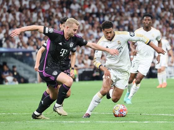 Jude Bellingham Real Madrid 5 , Matthijs de Ligt Bayern Muenchen 4 , Real Madrid vs FC Bayern Muenchen, Champions League, semi-final, second leg, season 2023 24, 8 5 2024, Real Madrid vs FC Bayern Muenchen, Champions League semi-final, second leg, season 2023 24, 8 5 2024, Madrid Copyright: xEibner-Pressefoto joergxNiebergax EP_JNL