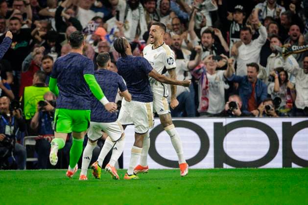Goal celebration to 1 1 by Joselu 14 Madrid , Real Madrid vs FC Bayern Muenchen, Football, Champions League, Semifinal, 08 05 2024 Madrid Madrid Spain Copyright: xkolbert-press MarcxNiemeyerx