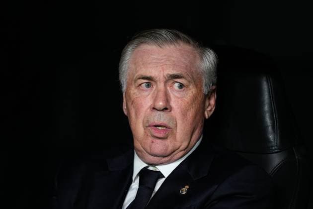 May 8, 2024, Madrid, Madrid, SPAIN: Carlo Ancelotti, head coach of Real Madrid, looks on during the UEFA Champions League, Semi Final Second Leg, football match played between Real Madrid and FC Bayern Munich at Santiago Bernabeu stadium on May 08, 2024 in Madrid, Spain. Madrid SPAIN - ZUMAa181 20240508_zaa_a181_019 Copyright: xOscarxJ.xBarrosox
