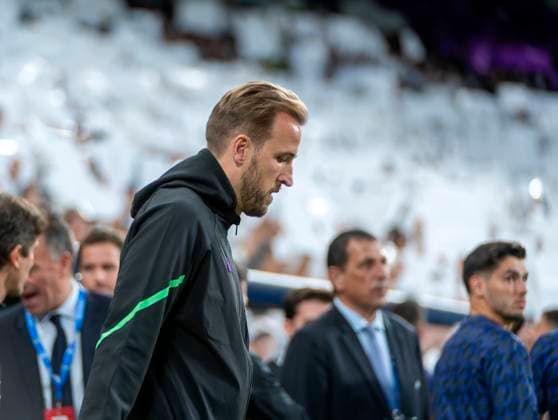 08 05 2024, Football UEFA Champions League 2023 2024 semi-final, Real Madrid FC Bayern Munich, at the Estadio Santiago Bernabeu, Madrid, Harry Kane FC Bayern Munich pensive