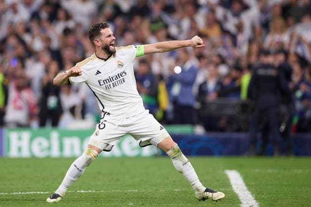 UEFA Champions League semi-final: Real Madrid Vs Bayern in Spain - 08 May 2024 Jose Ignacio Fernandez Iglesias, known as Nacho Fernandez of Real Madrid CF celebrates after winning the 2023 2024 UEFA Champions League semi-final second leg football match between Real Madrid CF and FC Bayern Munchen at Santiago Bernabeu stadium. Final score: Real Madrid CF 2:1 FC Bayern Munchen Madrid Spain Copyright: xFedericoxTitonex xSOPAxImagesx FTITONE_0051
