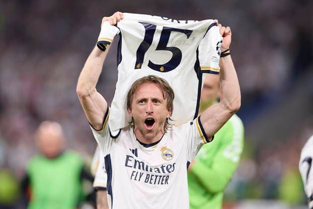 UEFA Champions League semi-final: Real Madrid Vs Bayern in Spain - 08 May 2024 Luka Modric of Real Madrid CF celebrates after winning the 2023 2024 UEFA Champions League semi-final second leg football match between Real Madrid CF and FC Bayern Munchen at Santiago Bernabeu stadium. Final score: Real Madrid CF 2:1 FC Bayern Munchen Madrid Spain Copyright: xFedericoxTitonex xSOPAxImagesx FTITONE_0056