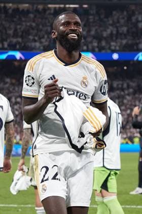 May 8, 2024, Madrid, Madrid, Spain: Antonio Rudiger of Real Madrid CF celebrates after winning during the UEFA Champions League match between Real Madrid and Bayern Munich at Santiago Bernabeu Stadium on May 8, 2024 in Madrid, Spain. Madrid Spain - ZUMAd159 20240508_zia_d159_034 Copyright: xM.GraciaxJimenezx