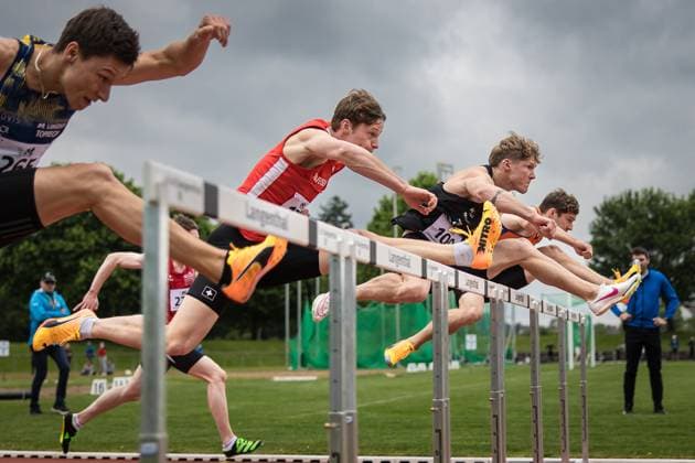 Sport Themen der Woche KW19 Sport Bilder des Tages Nationales Auffahrtsmeeting, Langenthal, May 09, 2024 Kuechler Fabio (TSV Rothenburg athletics), Gaio Finley (SC Liestal), Jaquet Mathieu (LC Frauenfeld) compete in the 110 m hurdles at Nationales Auffahrtsmeeting on May 09, 2024 in Langenthal. *** Nationales Auffahrtsmeeting, Langenthal, May 09, 2024 Kuechler Fabio TSV Rothenburg athletics , Gaio Finley SC Liestal , Jaquet Mathieu LC Frauenfeld compete in the 110 m hurdles at Nationales Auffahrtsmeeting on May 09, 2024 in Langenthal Copyright: xBEAUTIFULxSPORTS OlafxRellischx