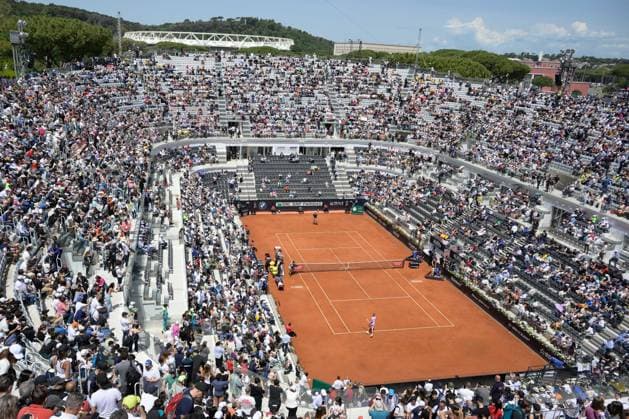 International Tennis match - Internazionali BNL d Italia overview of the central stadium during the match between Rafael Nadal (ESP) and Zizou Bergs (BEL) of the ATP, Tennis Herren Master 1000 Internazionali BNL D Italia tournament at Foro Italico on May 9, 2024 Fabrizio Corradetti LiveMedia Rome Italy  Copyright: xIPAxSport ABACAx