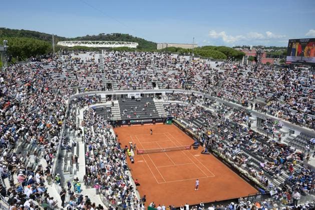 International Tennis match - Internazionali BNL d Italia overview of the central stadium during the match between Rafael Nadal (ESP) and Zizou Bergs (BEL) of the ATP, Tennis Herren Master 1000 Internazionali BNL D Italia tournament at Foro Italico on May 9, 2024 Fabrizio Corradetti LiveMedia Rome Italy  Copyright: xIPAxSport ABACAx