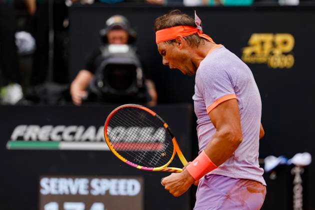 May 9, 2024, Rome, ITALY: Rafael Nadal of Spain reacts during his men s singles 1st round match against Zizou Bergs of Belgium (not pictured) at the Italian Open tennis tournament in Rome, Italy, 09 May 2024 ANSA FABIO FRUSTACI Italian Open tennis tournament  - ZUMAa110 20240509_zaf_a110_041 Copyright: xFabioxFrustacix