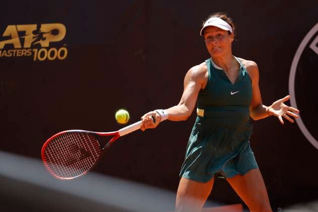 May 9, 2024, Rome, Lazio, Italy: Tatjana Maria (GER) is playing during the first round match against Daria Kasatkina on day Four of the Internazionali BNL D Italia 2024 at Foro Italico on May 09, 2024 in Rome, Italy. Rome Italy - ZUMAl131 20240509_zsp_l131_041 Copyright: xCiroxDexLucax