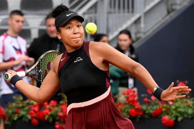 Naomi Osaka of United States of America in action during the match against Marta Kostyuk of Ukraine at the Internazionali BNL d Italia 2024 tennis tournament at Foro Italico in Rome, Italy on May 9, 2024. Naomi Osaka defeated Marta Kostyuk 6-3, 6-2. antoniettaxbaldassarre