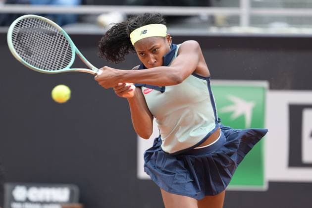 Coco Gauff (USA) during her match against Magdalena French (POL) at the Italian Open tennis tournament in Rome, Thursday, May 9, 2024.(Alfredo Falcone LaPresse)  Copyright: xAlfredoxFalcone LaPressex