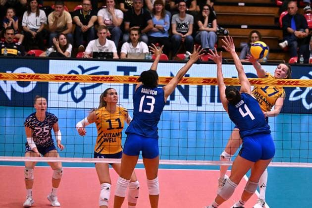 Actions game and players images between Italian Senior Women s national team, Nationalteam and Swedish Senior Women s National Team in the VOLLEYBALL - FRIENDLY MATCH - Test Match at PalaBancaSport di Piacenza - May 9, 2024 during Test Match - Italy Women vs Sweden, Volleyball Test Match in Piacenza, Italy, May 09 2024  Copyright: xDuilioxDellaxLibera IPAxSportx x xx IPA_45904769 IPA_Agency_IPA45904769
