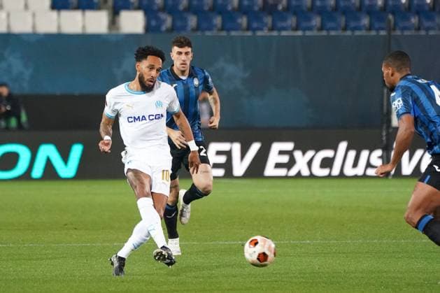Pierre Emerick Aubameyang (Olympique de Marseille) during the UEFA Europa League semifinal second leg match between Atalanta Bergame and Olympique de Marseille at Gewiss Stadium in Bergame. FOOTBALL : Atalanta Bergame vs Olympique de Marseille - Demi finale retour - Europa League - Marseille - 09 05 2024 NorbertScanella Panoramic 