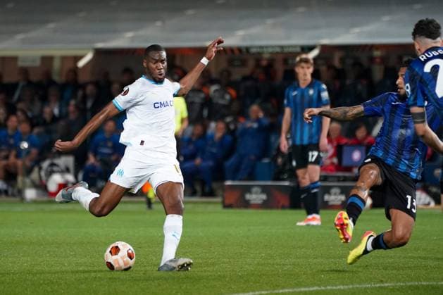 Geoffrey Kondogbia (Olympique de Marseille) during the UEFA Europa League semifinal second leg match between Atalanta Bergame and Olympique de Marseille at Gewiss Stadium in Bergame. FOOTBALL : Atalanta Bergame vs Olympique de Marseille - Demi finale retour - Europa League - Marseille - 09 05 2024 NorbertScanella Panoramic 