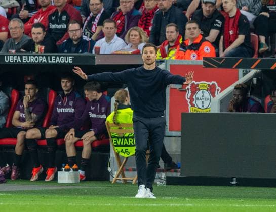 Football, Men, 2023 2024 season, Europa League semi-final, second leg , Bayer 04 Leverkusen AS Roma, Coach Xabi Alonso Bayer 04 Leverkusen , 09 05 2024, Copyright: xSebastianxRäppold MatthiasxKochx