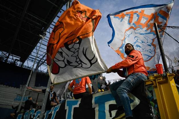Football Europa League match - Atalanta BC vs Olympique De Marseille Olympique Marsiglia supporters during the UEFA Europa League Semi finals second leg match between Atalanta BC and Olympique Marsiglia on May 9, 2024 at Gewiss stadium in Bergamo, Italy. Credit: Tiziano Ballabio Bergamo Italy  Copyright: xIPAxSport ABACAx
