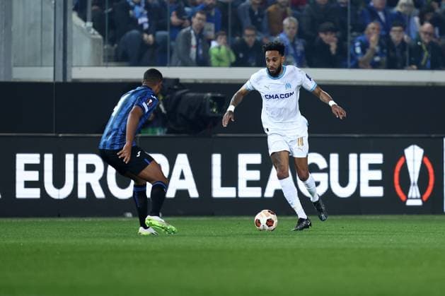 Pierre-Emerick Aubameyang (Olympique de Marseille) controls the ball, UEFA Europa League 2023 2024 - semi-final, Atalanta vs Olympique de Marseille, Gewiss Stadium, May 9, 2024, Bergamo, Italy.
