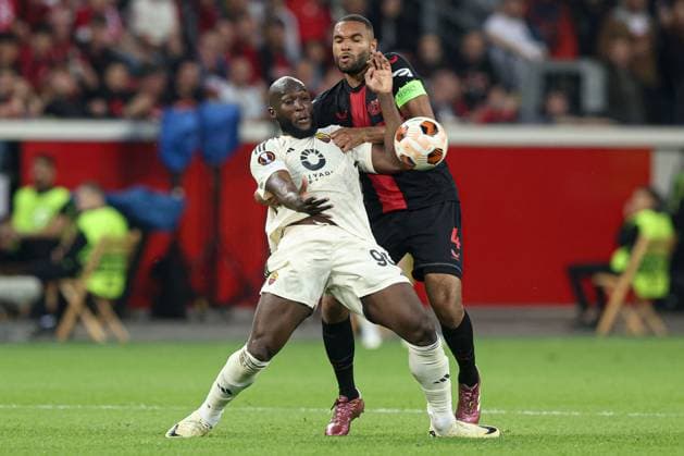 Romelu Lukaku of Roma and Jonathan Tah of Bayer Leverkusen Bayer 04 Leverkusen v Roma, UEFA Europa League, Semi Final, Second Leg Football, BayArena, Leverkusen, Germany - 09 May 2024 EDITORIAL USE ONLY No use with unauthorised audio, video, data, fixture lists, club league logos or live services. Online in-match use limited to 120 images, no video emulation. No use in betting, games or single club league player publications.  Copyright: xPaulxCurrie Shutterstockx 14470736al