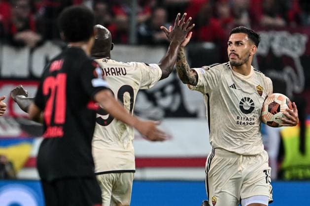 Cm Leverkusen 09 05 2024 - Europa League Bayer Leverkusen-Roma foto Cristiano Mazzi Image nella foto: esultanza gol Leandro Paredes 