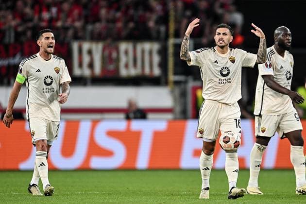 Cm Leverkusen 09 05 2024 - Europa League Bayer Leverkusen-Roma foto Cristiano Mazzi Image nella foto: esultanza gol Leandro Paredes 