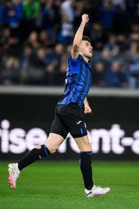 Atalanta BC v Olympique de Marseille - UEFA Europa League Matteo Ruggeri of Atalanta BC celebrates after scoring a goal during the UEFA Europa League semi-final second leg football match between Atalanta BC v Olympique de Marseille. Bergamo Italy Copyright: xNicolòxCampox