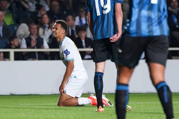 Iliman Ndiaye (Olympique de Marseille) looks dejected during the UEFA Europa League semifinal second leg match between Atalanta Bergame and Olympique de Marseille at Gewiss Stadium in Bergame. FOOTBALL : Atalanta Bergame vs Olympique de Marseille - Demi finale retour - Europa League - Marseille - 09 05 2024 NorbertScanella Panoramic 