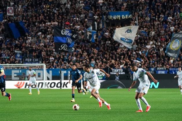 Iliman Ndiaye (Olympique de Marseille) during the UEFA Europa League semifinal second leg match between Atalanta Bergame and Olympique de Marseille at Gewiss Stadium in Bergame. FOOTBALL : Atalanta Bergame vs Olympique de Marseille - Demi finale retour - Europa League - Marseille - 09 05 2024 NorbertScanella Panoramic 
