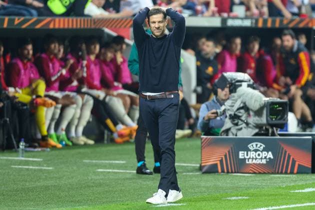 Europa League Bayer 04 Leverkusen AS Roma on 09 05 2024 at the BayArena in Leverkusen Coach Xabi Alonso Leverkusen dissatisfied, disappointed, disappointed, dejected MH