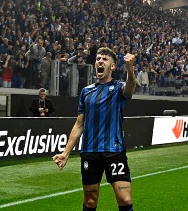 Foto IPP Paolo Bona Bergamo 09 05 2024 semifinale di ritorno UEFA Europa League di Calcio stagione 2023 2024 partita Atalanta-Marsiglia Nella foto Matteo Ruggeri esulta dopo il gol del 2-0 Italy Photo Press Worldwide Copyright italy Italy ITALY  Copyright: xR4924_italyphotopressx