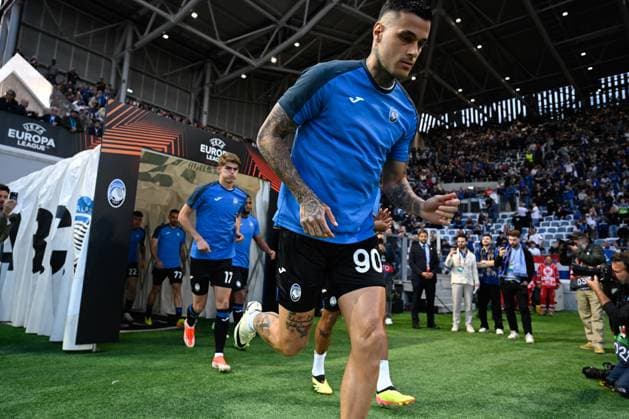 Davide Scamacca of Atalanta BC during the UEFA Europa League Semi finals second leg match between Atalanta BC and Olympique Marsiglia on May 9, 2024 at Gewiss stadium in Bergamo, Italy. Credit: Tiziano Ballabio  Copyright: xTizianoxBallabio IPAxSportx xipax xx IPA_45908004 IPA_Agency_IPA45908004