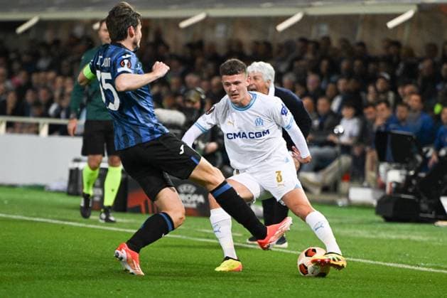 Football Europa League match - Atalanta BC vs Olympique De Marseille Quentin Merlin of Olympique Marsiglia during the UEFA Europa League Semi finals second leg match between Atalanta BC and Olympique Marsiglia on May 9, 2024 at Gewiss stadium in Bergamo, Italy. Credit: Tiziano Ballabio Bergamo Italy  Copyright: xIPAxSport ABACAx