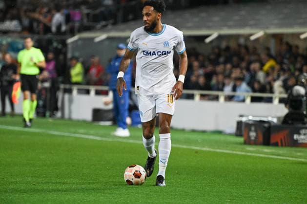 Football Europa League match - Atalanta BC vs Olympique De Marseille Pierre-Emerick Aubameyang of Olympique Marsiglia during the UEFA Europa League Semi finals second leg match between Atalanta BC and Olympique Marsiglia on May 9, 2024 at Gewiss stadium in Bergamo, Italy. Credit: Tiziano Ballabio Bergamo Italy  Copyright: xIPAxSport ABACAx