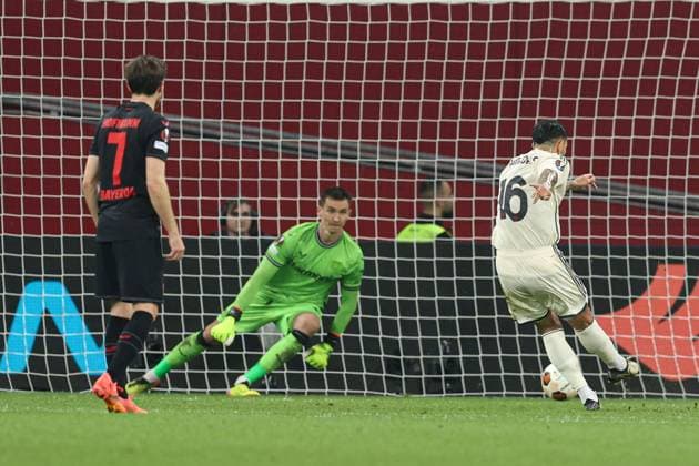 Leandro Paredes of Roma scorers to make it 0-2 Bayer 04 Leverkusen v Roma, UEFA Europa League, Semi Final, Second Leg Football, BayArena, Leverkusen, Germany - 09 May 2024 EDITORIAL USE ONLY No use with unauthorised audio, video, data, fixture lists, club league logos or live services. Online in-match use limited to 120 images, no video emulation. No use in betting, games or single club league player publications. Copyright: xPaulxCurrie Shutterstockx 14470736at