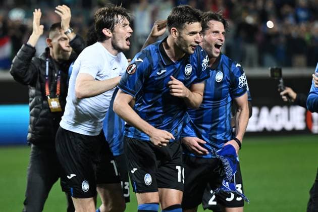 Db Bergamo 09 05 2024 - Europa League Atalanta-Olympique Marsiglia foto Daniele Buffa Image nella foto: Berat Djimsiti-Marten De Roon-Hans Hateboer 