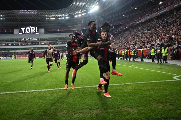 08 05 2024, xjrdrx, Football UEFA Europa League, Bayer 04 Leverkusen AS Roma emspor, v l Jospi Stanisic Bayer Leverkusen celebrate the goal, Der Torjubel zum 2 2 DFL DFB REGULATIONS PROHIBIT ANY USE OF PHOTOGRAPHS as IMAGE SEQUENCES and or QUASI VIDEO Leverkusen