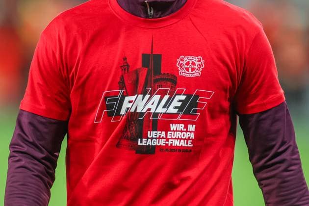 09 05 2024, Football, Season 2023 2024, Europa League, Semifinal, Bayer Leverkusen AS Rome, T Shirt of Bayer Leverkusen for the final in Dublin Leverkusen BayArena NRW Germany xRHR PHOTO TRx Copyright: TimxRehbein RHR-FOTOx RHR-FOTO TR