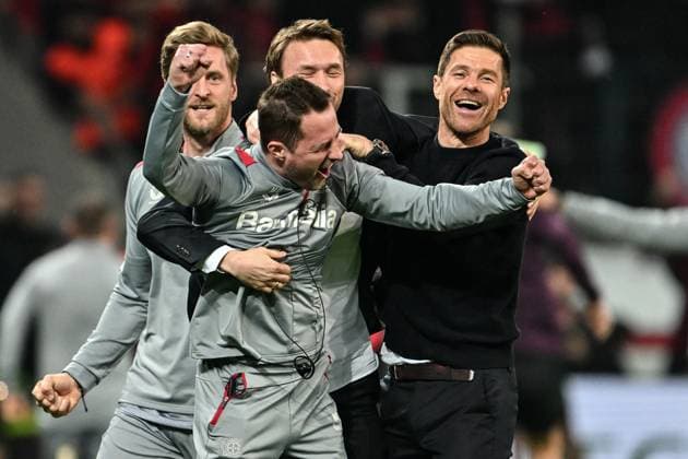 Cm Leverkusen 09 05 2024 - Europa League Bayer Leverkusen-Roma foto Cristiano Mazzi Image nella foto: esultanza Xabi Alonso 