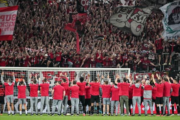 Cm Leverkusen 09 05 2024 - Europa League Bayer Leverkusen-Roma foto Cristiano Mazzi Image nella foto: esultanza Bayer Leverkusen 