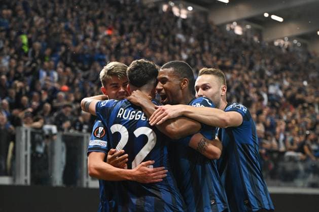 Atalanta BC v Olympique de Marseille: Semi-Final Second Leg - UEFA Europa League 2023 24 Matteo Ruggeri of Atalanta BC is celebrating after scoring a goal during the UEFA Europa League semi-finals second leg match between Atalanta BC and Olympique Marseille at Gewiss Stadium in Bergamo, Italy, on May 9, 2024. Bergamo Italy  Copyright: xTizianoxBallabiox originalFilename:ballabio-atalanta240509_npJXh.jpg