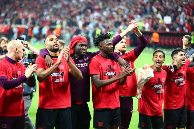 Bayer 04 Leverkusen vs AS Roma, Football, Europa League, Semifinal, Second leg, 09 05 2024 Bayer 04 Leverkusen celebrates reaching the final Leverkusen NRW Germany Copyright: xkolbert-press AntxPalmerx