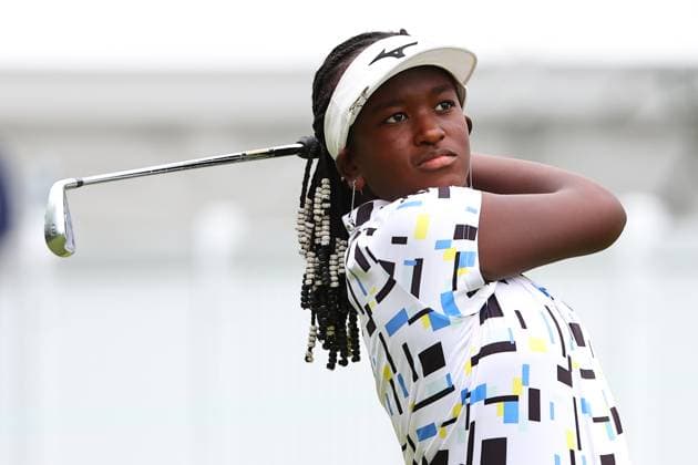 CLIFTON, NJ - MAY 09: Fifteen-year-old amateur golfer Ashley Shaw makes her LPGA, Golf Damen Tour debut at the 10th Tee of the LPGA Cognizant Founders Cup on May 9, 2024 at Upper Montclair Country Club in Clifton, New Jersey. (Photo by Rich Graessle Icon Sportswire) GOLF: MAY 09 LPGA Cognizant Founders Cup EDITORIAL USE ONLY Icon2405094244