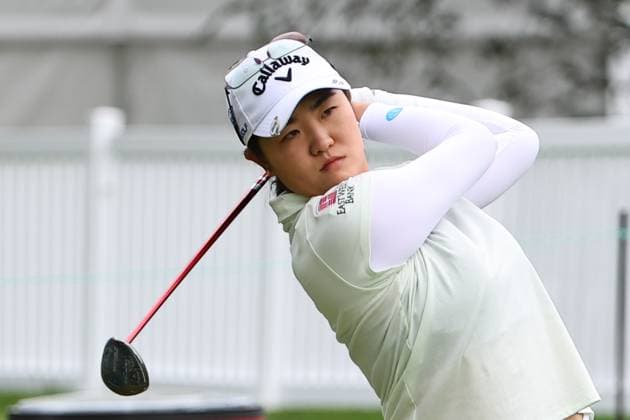CLIFTON, NJ - MAY 09: Rose Zhang of the United States plays her shot from the tenth tee during the first round of the Cognizant Founders Cup at Upper Montclair Country Club on May 09, 2024 in Clifton, New Jersey. (Photo by Rich Graessle Icon Sportswire) GOLF: MAY 09 LPGA, Golf Damen Cognizant Founders Cup EDITORIAL USE ONLY Icon2405094260